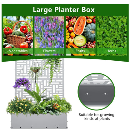 2026 NEW FOOWIN 71'' H Metal Planter with Trellis, Outdoor Raised Garden Bed for Climbing Plants, Trellis Planter Box with Drainage Hole, Black