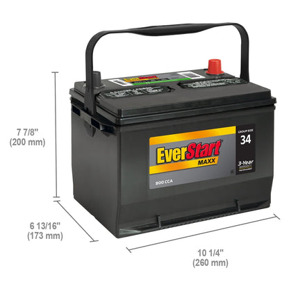 2026 NEW EverStart Maxx Lead Acid Automotive Battery, Group Size 34 12 Volt, 800 CCA