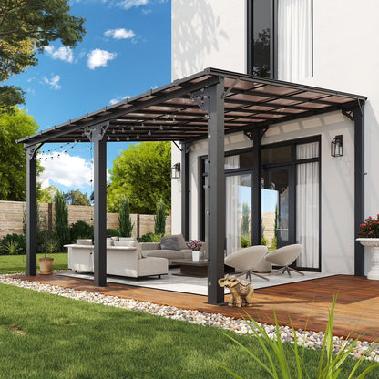 2026 NEW Aoxun 8' x 5' Gazebo for Patio, Gazebo Pergola with Sloped Roof, Grill Gazebo Large Wall-Mounted Heavy Duty Awnings, for Backyard, Deck, Patio