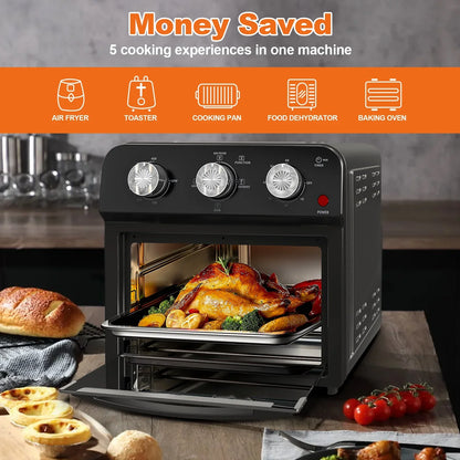 2026 NEW PlumChef 13 Quart 4 Slices Air Fryer Convection Toaster Oven, 1500W, 7 in 1 Multifunction with Roast, Bake, Grill, Broil, Toast, Dehydrate, Defrost