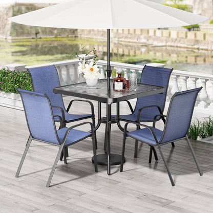 2026 NEW Pirecart 5-Piece Outdoor Patio Dining Table Set with 4 Stackable Textilene Chairs for for Patio, Lawn, Garden, Gray