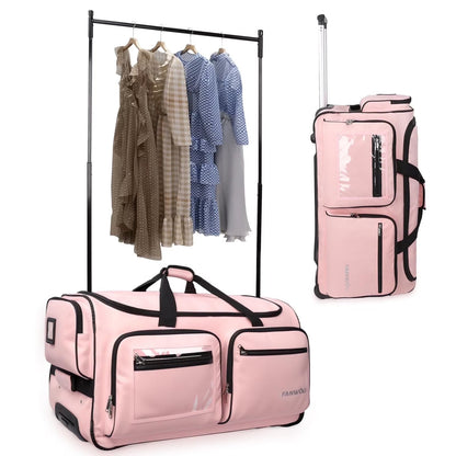 2026 NEW Fegat Dance Bag with Garment Rack - 28"Collapsible Rolling Competition Dance Duffle Bag Lightweight Costume Wheeled Suitcase for Dancers Shows Livestreamer Athletes