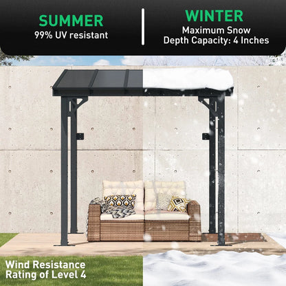 2026 NEW Aoxun 8' x 5' Gazebo for Patio, Gazebo Pergola with Sloped Roof, Grill Gazebo Large Wall-Mounted Heavy Duty Awnings, for Backyard, Deck, Patio