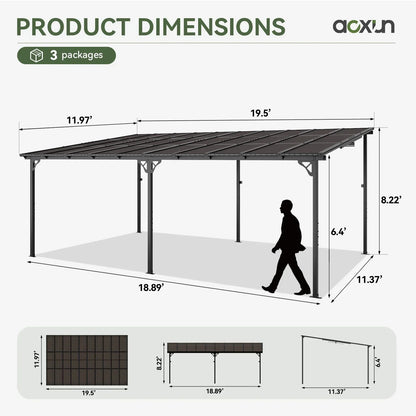 2026 NEW Aoxun 8' x 5' Gazebo for Patio, Gazebo Pergola with Sloped Roof, Grill Gazebo Large Wall-Mounted Heavy Duty Awnings, for Backyard, Deck, Patio
