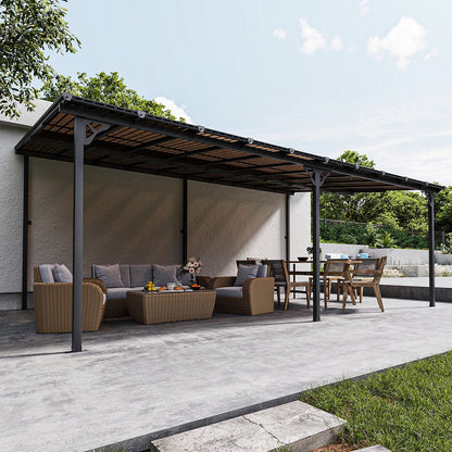 2026 NEW Aoxun 8' x 5' Gazebo for Patio, Gazebo Pergola with Sloped Roof, Grill Gazebo Large Wall-Mounted Heavy Duty Awnings, for Backyard, Deck, Patio