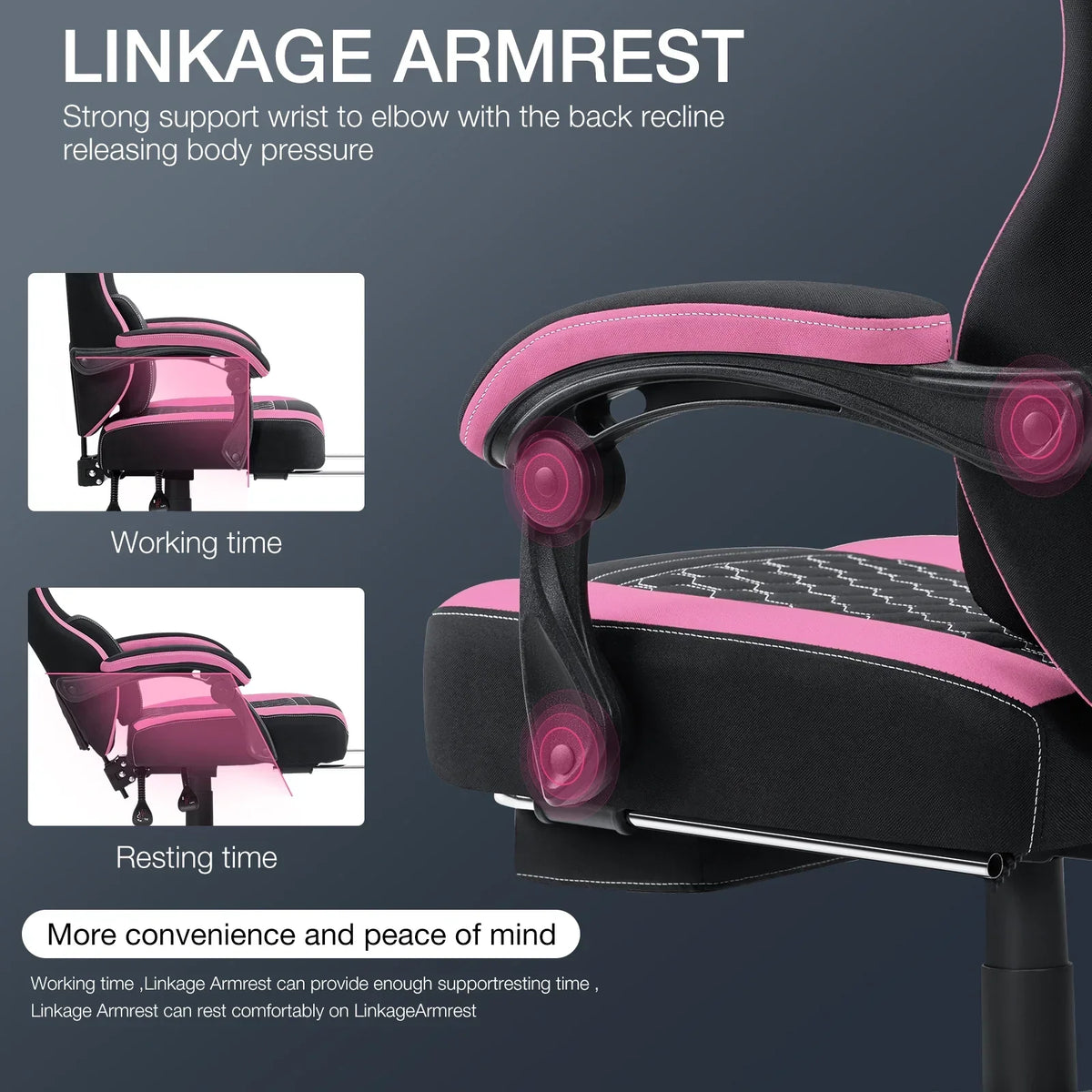 2026 NEW Hoffree Gaming Chair with Massage Fabric Office Chair with footrest for Adults, Ergonomic Gamer Chair with Headrest and Lumbar Support for Office Gaming, 440 LBS