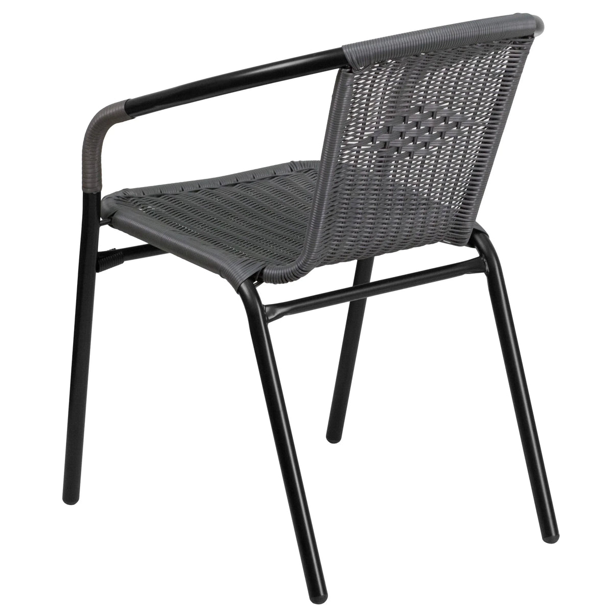 2026 NEW Emma + Oliver Indoor/Outdoor Stacking Rattan Restaurant Patio Chairs, Set of 2, Gray