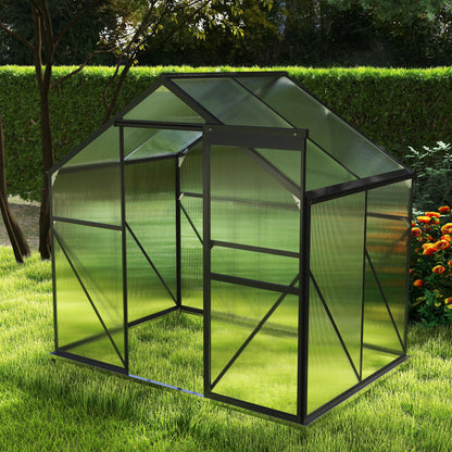2026 NEW Asofer 6' x 4' Greenhouse for Outdoors, Aluminum Walk-in Green Houses shed with Rain Gutter and Roof Vent for Backyard
