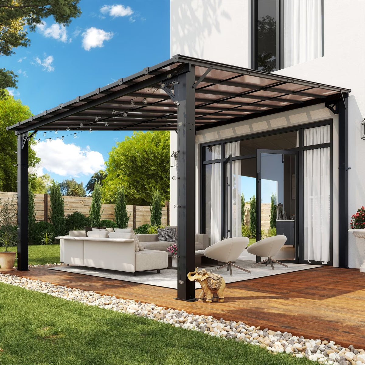 2026 NEW Aoxun 8' x 5' Gazebo for Patio, Gazebo Pergola with Sloped Roof, Grill Gazebo Large Wall-Mounted Heavy Duty Awnings, for Backyard, Deck, Patio