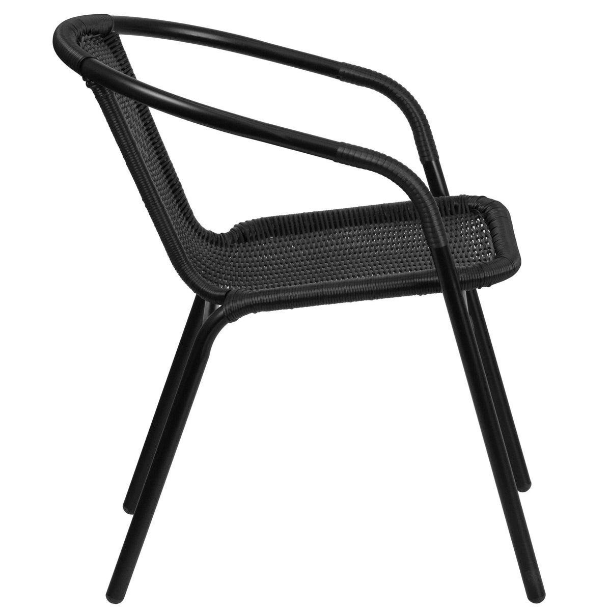 2026 NEW Emma + Oliver Indoor/Outdoor Stacking Rattan Restaurant Patio Chairs, Set of 2, Gray