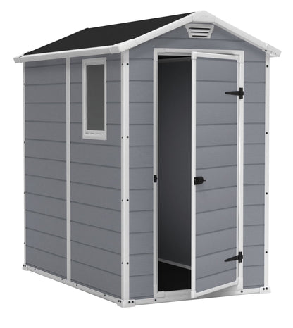 2026 NEW Keter 213413 Manor DD 6 X 8 Foot All Weather Outdoor Storage Shed, Grey
