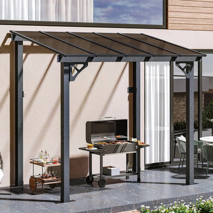 2026 NEW Aoxun 8' x 5' Gazebo for Patio, Gazebo Pergola with Sloped Roof, Grill Gazebo Large Wall-Mounted Heavy Duty Awnings, for Backyard, Deck, Patio