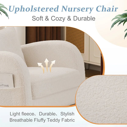 2026 NEW Ktaxon Rocking Accent Chair Glider Reading Chair Comfy Teddy Velvet Upholstered Single Sofa Rocker for Living Room, Nursery, Bedroom Beige