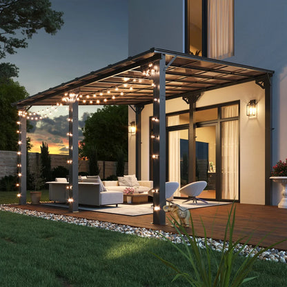 2026 NEW Aoxun 8' x 5' Gazebo for Patio, Gazebo Pergola with Sloped Roof, Grill Gazebo Large Wall-Mounted Heavy Duty Awnings, for Backyard, Deck, Patio