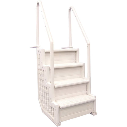 2026 NEW Blue Torrent Antigua Step Ladder with Handrails for Above Ground Pools, White