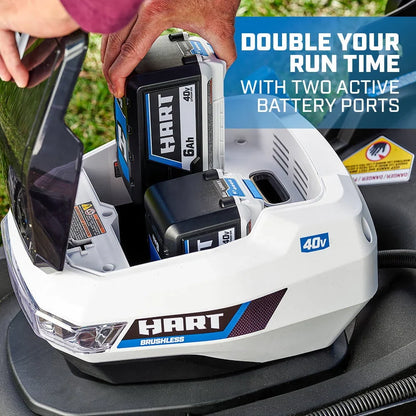 2026 NEW HART 40-Volt 21-inch Supercharge 3-in-1 Self-Propelled Mower Kit, (2) 6.0Ah Lithium-Ion Batteries
