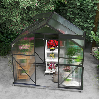 2026 NEW Asofer 6' x 4' Greenhouse for Outdoors, Aluminum Walk-in Green Houses shed with Rain Gutter and Roof Vent for Backyard