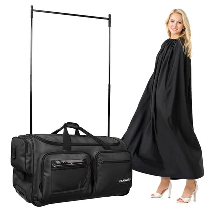 2026 NEW Fegat Dance Bag with Garment Rack - 28"Collapsible Rolling Competition Dance Duffle Bag Lightweight Costume Wheeled Suitcase for Dancers Shows Livestreamer Athletes