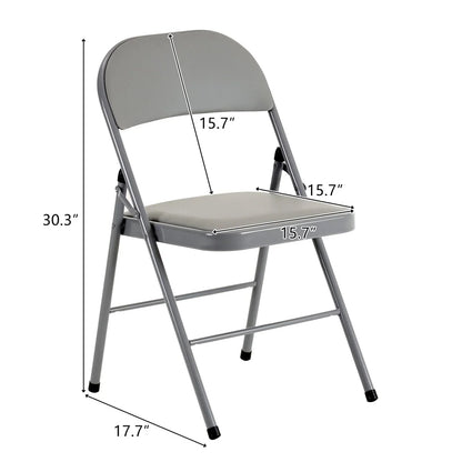 2026 NEW 6 Pack Gray Folding Chairs with Padded Seats, Portable Stackable Foldable Chairs for Indoor & Outdoor, Commercial Seat with Metal Frame for Events Office Wedding Party, 330lbs Capacity