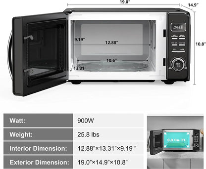 2026 NEW Galanz Retro Countertop Microwave Oven with Auto Cook & Reheat, Defrost, Quick Start Functions, Easy Clean with Glass Turntable, Pull Handle, .9 cu ft, Black