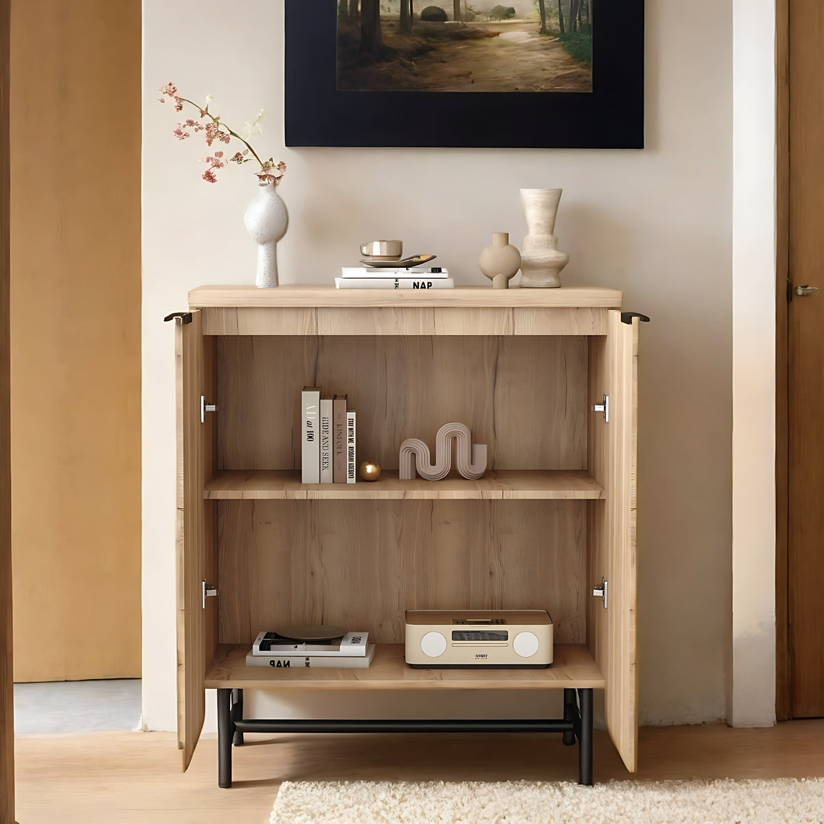 2026 NEW Vivvoo 30" Wood Nightstand Fluted Door Accent Cabinet