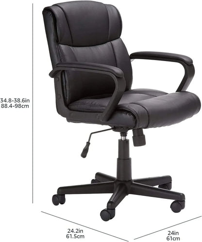 2026 NEW Office Computer Task Desk Chair with Padded Armrests, Mid-Back, Adjustable, 360 Swivel, Rolling, 275 Pound Capacity, 24inchD x 24.2inchW x 34.8inchH