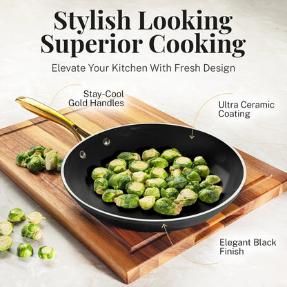 2026 NEW Gotham Steel 15 Pc Ceramic Cookware Set Nonstick, Ceramic Pots and Pans Set Non Stick with Steamer & Cooking Utensils, Non Toxic, Premium Stay Cool Handles, Oven & Dishwasher Safe, Blue