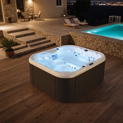 2026 NEW Patiowell 2 Person Home Spa Hot Tub for Outdoor, with 41pcs Massage Jets, LED lighting, Built-In Water Purification System, 900L, Black