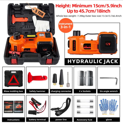 2026 NEW SZTAA Electric Car Jack Lift with Air Compressor and Emergency Hammer 5 Ton/11023 lbs Hydraulic Jack for SUV Sedan Truck Change Tires Garage Repair