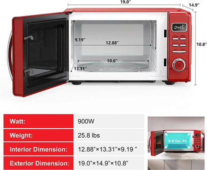 2026 NEW Galanz Retro Countertop Microwave Oven with Auto Cook & Reheat, Defrost, Quick Start Functions, Easy Clean with Glass Turntable, Pull Handle, .9 cu ft, Black