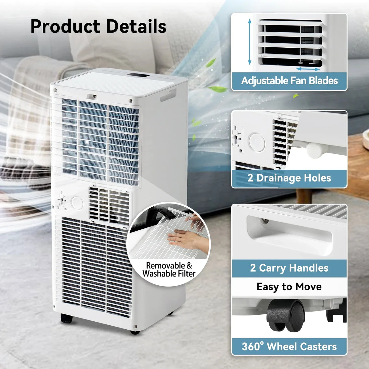 2026 NEW Bapipro 10,000 BTU Smart Portable AC - WiFi/Remote, 4-in-1 for 300 Sq.Ft, 24H Timer, Window Kit, "55dB, ETL Certified