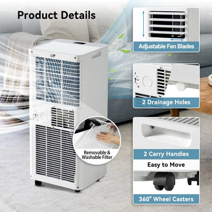 2026 NEW Bapipro 10,000 BTU Smart Portable AC - WiFi/Remote, 4-in-1 for 300 Sq.Ft, 24H Timer, Window Kit, "55dB, ETL Certified