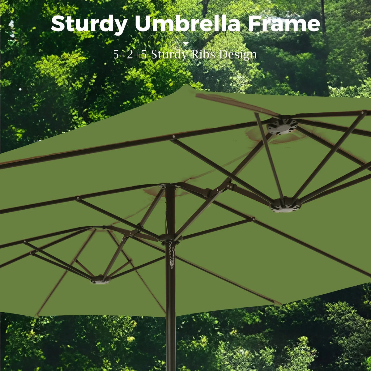 2026 NEW Alpha Joy 15ft Outdoor Patio Umbrella Extra-Large Double-Sided Garden Umbrella with Crank Handle and Base - Smoky Gray