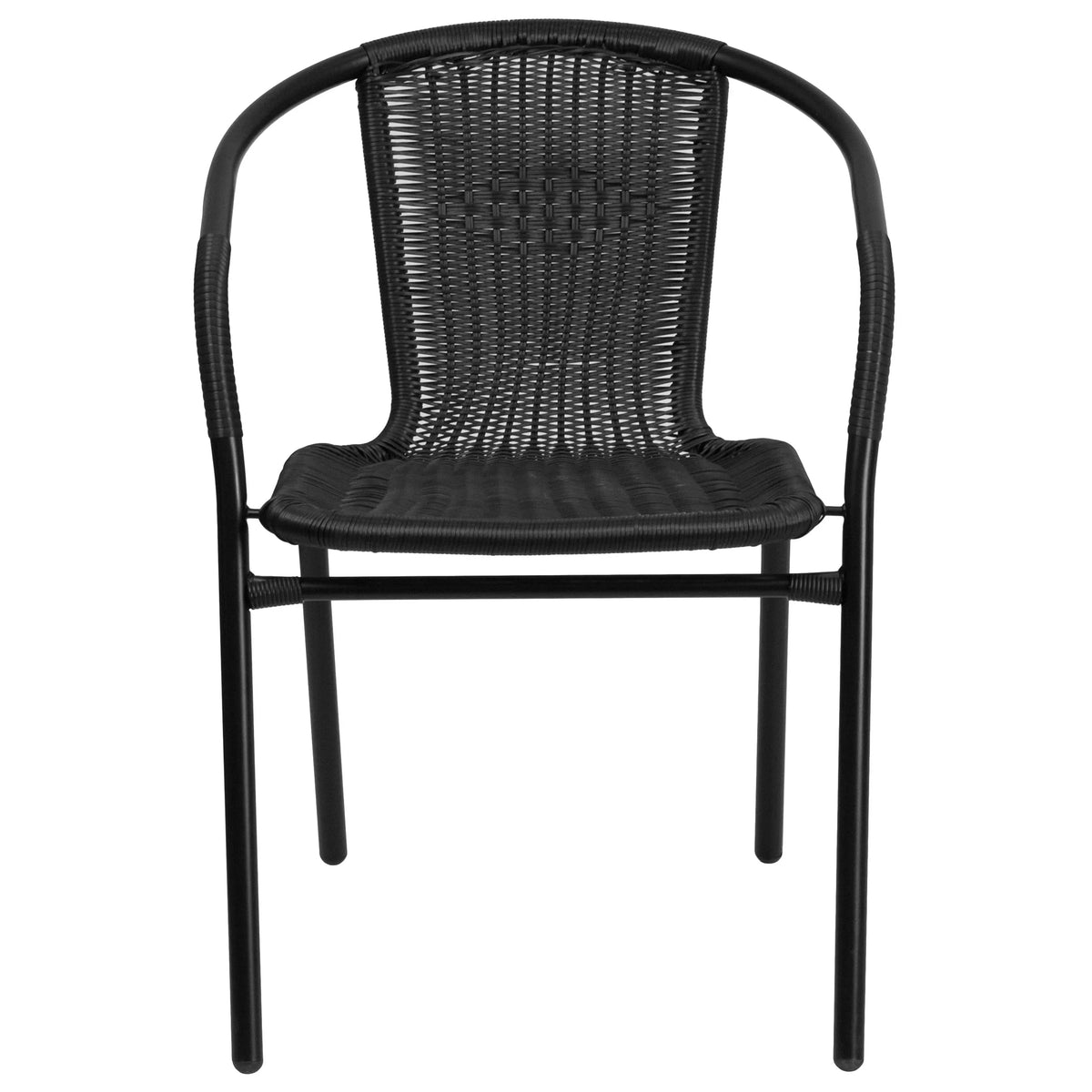 2026 NEW Emma + Oliver Indoor/Outdoor Stacking Rattan Restaurant Patio Chairs, Set of 2, Gray
