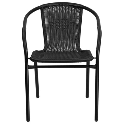 2026 NEW Emma + Oliver Indoor/Outdoor Stacking Rattan Restaurant Patio Chairs, Set of 2, Gray