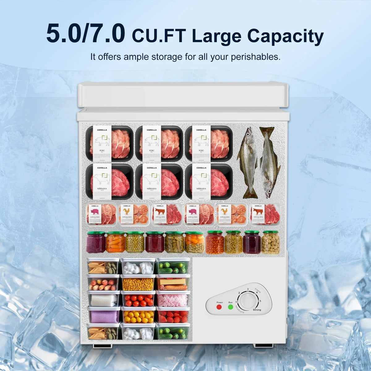 2026 NEW TABU Chest Freezer, 7.0 Cu Ft Deep Freezer with Adjustable Temperature, Compact Freezer with Top Open Door (White)