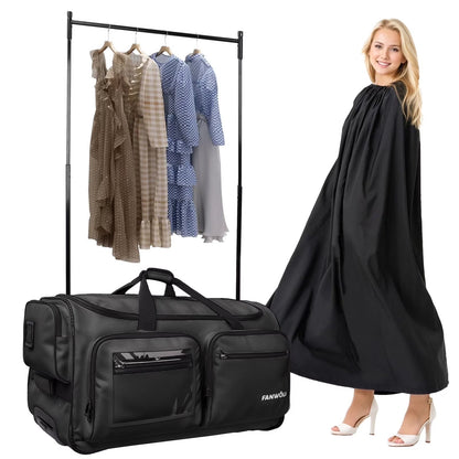 2026 NEW Fegat Dance Bag with Garment Rack - 28"Collapsible Rolling Competition Dance Duffle Bag Lightweight Costume Wheeled Suitcase for Dancers Shows Livestreamer Athletes