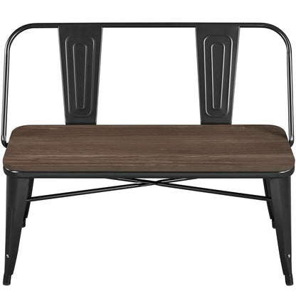 2026 NEW Yaheetech Industrial Metal Dining Bench with Upholstered Seat,Black