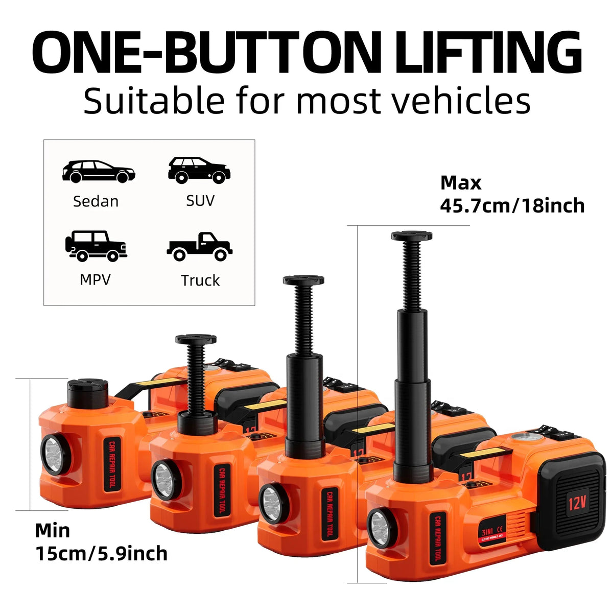 2026 NEW SZTAA Electric Car Jack Lift with Air Compressor and Emergency Hammer 5 Ton/11023 lbs Hydraulic Jack for SUV Sedan Truck Change Tires Garage Repair