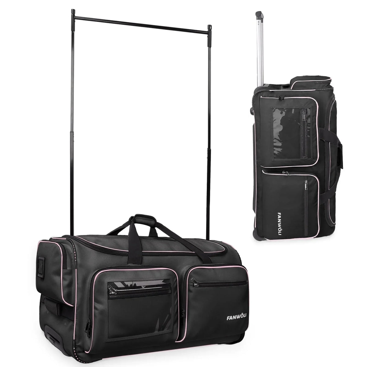 2026 NEW Fegat Dance Bag with Garment Rack - 28"Collapsible Rolling Competition Dance Duffle Bag Lightweight Costume Wheeled Suitcase for Dancers Shows Livestreamer Athletes