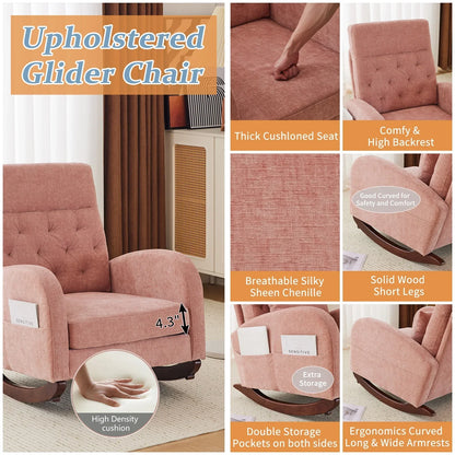 2026 NEW Ktaxon Rocking Accent Chair Glider Reading Chair Comfy Teddy Velvet Upholstered Single Sofa Rocker for Living Room, Nursery, Bedroom Beige