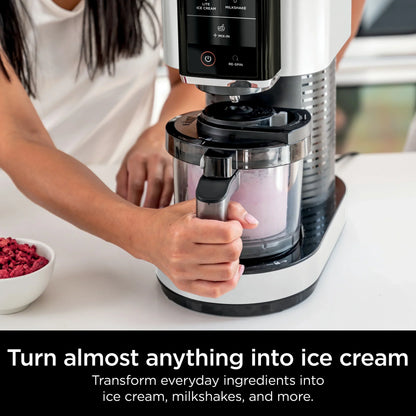 2026 NEW Ninja CREAMi Ice Cream Maker, for Gelato, Mix-ins, Milkshakes, Sorbet, Smoothie Bowls & More, 5 One-Touch Programs, with (2) 16 oz Pint Containers & Lids, Perfect for Kids, White, NC300WH