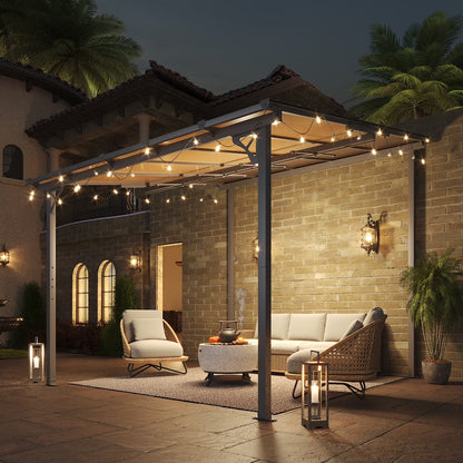 2026 NEW Aoxun 8' x 5' Gazebo for Patio, Gazebo Pergola with Sloped Roof, Grill Gazebo Large Wall-Mounted Heavy Duty Awnings, for Backyard, Deck, Patio
