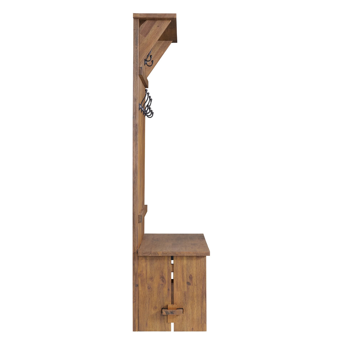 2026 NEW Alaterre Furniture Castleton 70 in. Hall Tree with Bench, Shelves & Coat Hooks -C Solid Mango Wood Entryway Organizer in Driftwood Finish