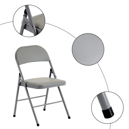 2026 NEW 6 Pack Gray Folding Chairs with Padded Seats, Portable Stackable Foldable Chairs for Indoor & Outdoor, Commercial Seat with Metal Frame for Events Office Wedding Party, 330lbs Capacity