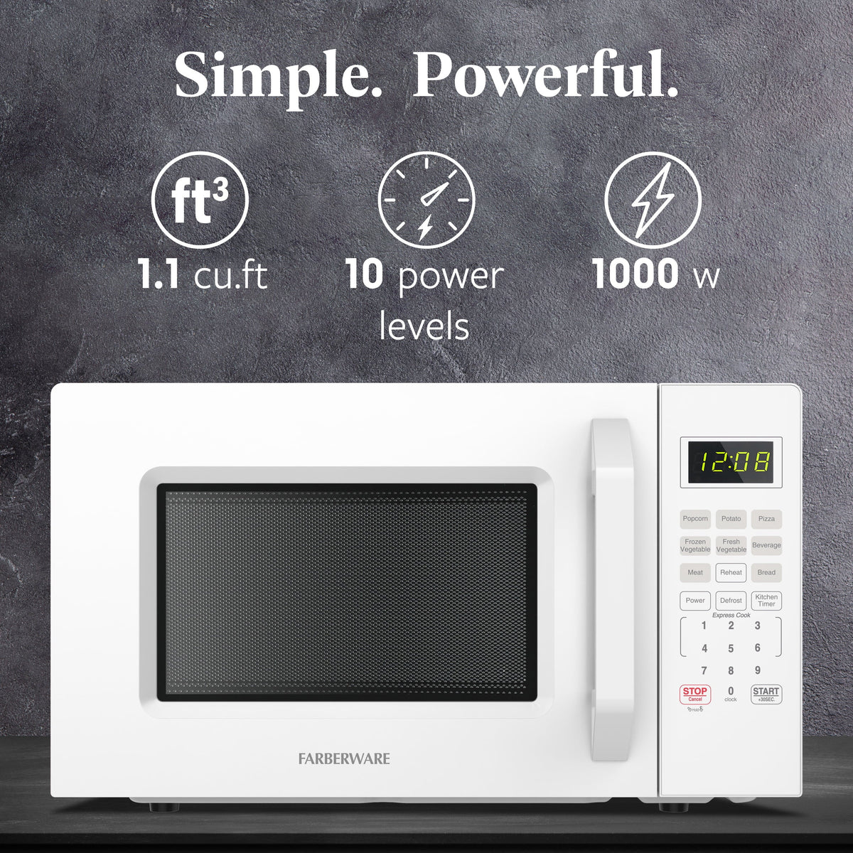 2026 NEW Farberware 1.1 Cu. Ft. 1000-Watt Compact Microwave Oven, Black