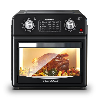 2026 NEW PlumChef 13 Quart 4 Slices Air Fryer Convection Toaster Oven, 1500W, 7 in 1 Multifunction with Roast, Bake, Grill, Broil, Toast, Dehydrate, Defrost
