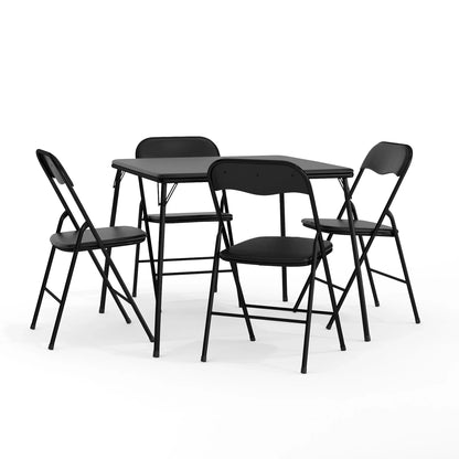 2026 NEW Emma + Oliver 5 Piece Black Folding Game Room Card Table and Chair Set