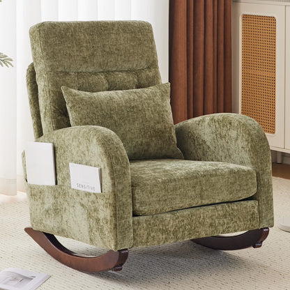 2026 NEW Ktaxon Rocking Accent Chair Glider Reading Chair Comfy Teddy Velvet Upholstered Single Sofa Rocker for Living Room, Nursery, Bedroom Beige