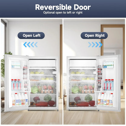 2026 NEW Soonbuy Compact Mini Fridge with Freezer, 4.3 Cu.Ft Single Door Refrigerator with Adjustable Temperature, Removable Shelves & Crisper Drawer, Energy Efficient Small Fridge for Bedroom, Office, Dorm, R